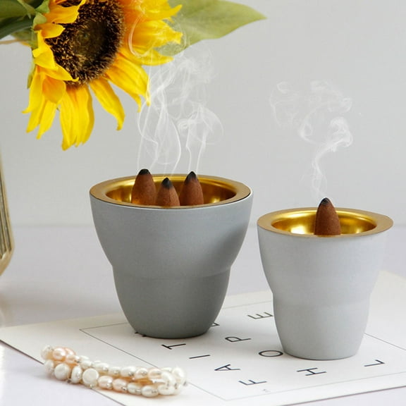 Yardwe Ceramic Incense Burner Grey Decorative Aroma Stove for Home Decor Desk Adorn 5.5 x 4.5 x 4.5 inches