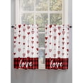 thumbnail image 5 of Valentine's Day Bathroom Window Curtain, Red Love Hearts Plaid Watercolor Light Filtering Coffee Kitchen Curtains, Bedroom Living Room Curtains 2 Panel 84"x54", 5 of 6