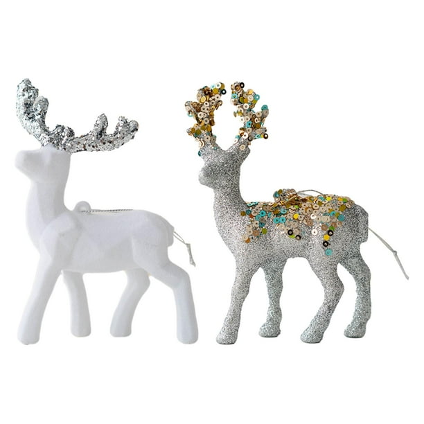 2 Piezas de Decoración de de Navidad de Alce para Decoración Del Hogar Argenta blanca