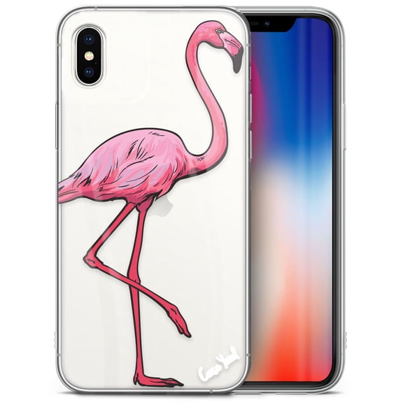 Case Yard iPhone-X Case Clear Soft & Flexible TPU Ultra Low Profile Slim Fit Thin Shockproof Transparent Bumper Protective Cover Drop Protective Cell Phone Cases (Classic Flamingo)