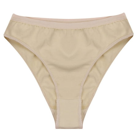Nyeemya Kids Girls Briefs Stretchy Panties Seamless Cotton Knickers Underwear for Ballet Dance Gymnastics Nude 10-12