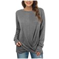 thumbnail image 1 of Camiseta casual para mujer Sudadera con cuello redondo sólido Kink Split Camisetas de manga larga Fridja fjkfkj1253, 1 of 8