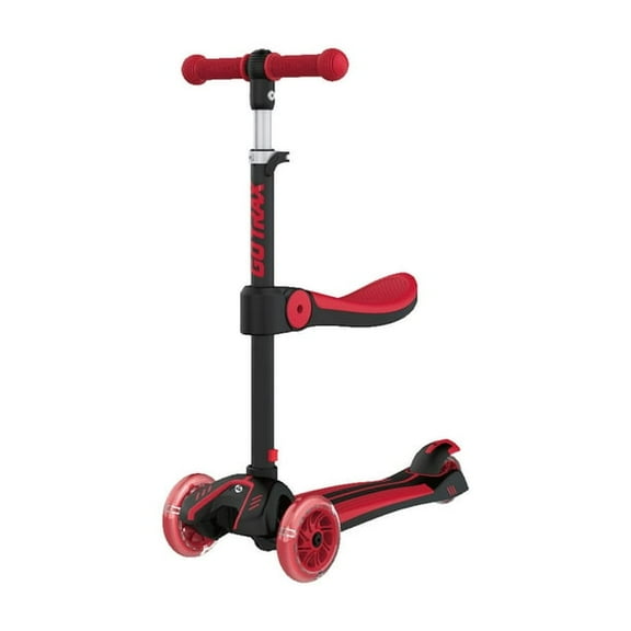 Gotrax GS2 Trottinette Pliable 2-en-1 pour Enfants de 2 à 6 Ans, avec Siège Amovible, Hauteurs de Guidon Ajustables, Roues Lumineuses, Plateau Grand, Charge Maximale de 100 Lb – Cadeau Parfait pour Garçons et Filles, Noir