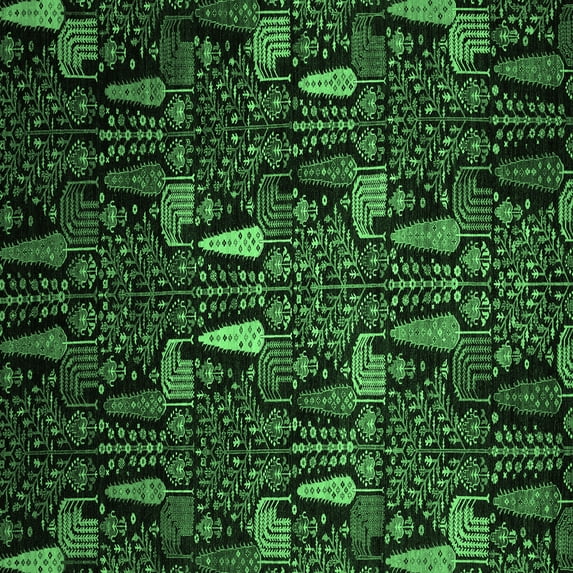 Ahgly Company Indoor Square Abstract Emerald Green Modern Area Rugs, 3' Square