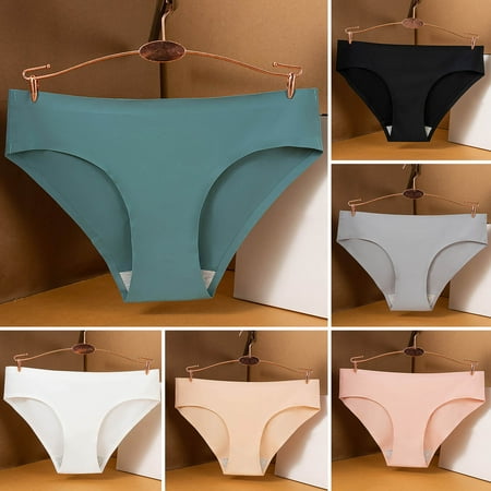 

Jiaroswwei Mid-rise High Elastic Smooth Hip Lifting Women Briefs Simple Ice Silk Seamless Panties