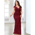thumbnail image 3 of AURA Plus Size Evening Dress Slim Fit Fishtail Long Formal Banquet Gown Spandex Embroidery 0XL 4XL, 3 of 7