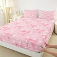 thumbnail image 3 of Homewish Cute Bowtie Ribbon Bed Sheets,Cartoon Stars Print King Sheets,Girls Pink Sheet Set For Girls Kids,Ultra Soft Home Decor,4pcs, 3 of 7
