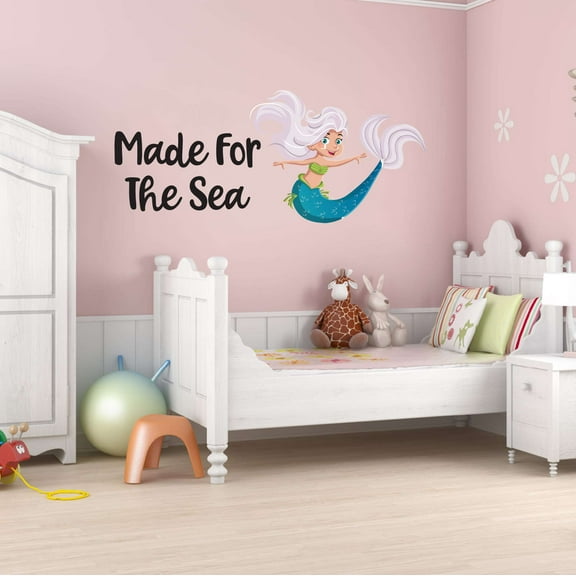Made For The Sea Lavender Mermaid's Crown Fish Urchins Seahorse Statfish Princess Fish Queen Sweet Dreams Bedtime Unicorn Lovely Dear Dream Holiday Decorating Wall Decal Sticker - Size: 20 In X 8 In