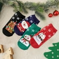 thumbnail image 3 of kusrkot 4 Pair Novelty Low Crew Socks Chrismas Short Sock Snowflake Background, 3 of 8