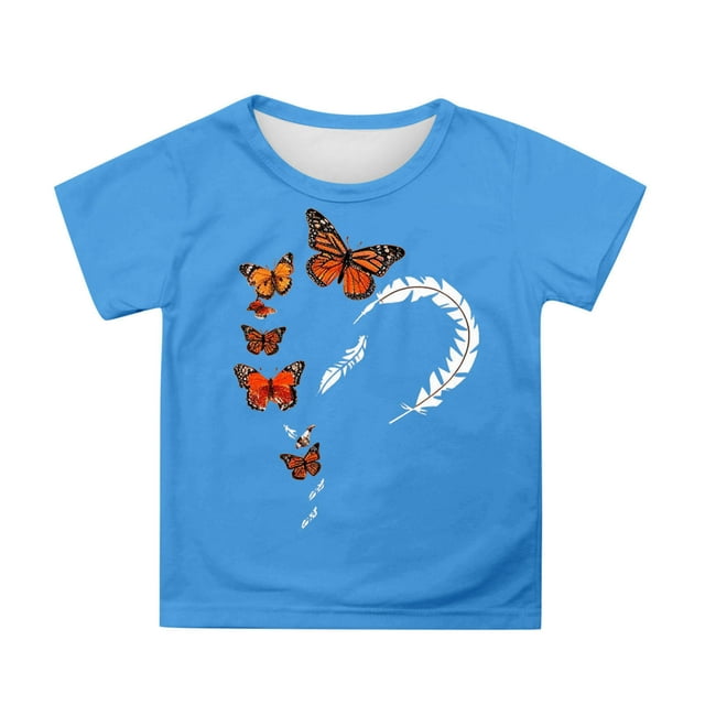 Hauts pour Filles pour Activités Extérieures - T-Shirts à Col Rond Confortables avec Imprimés - Styles Extensibles et Respirants pour Enfants de 3 à 13 Ans