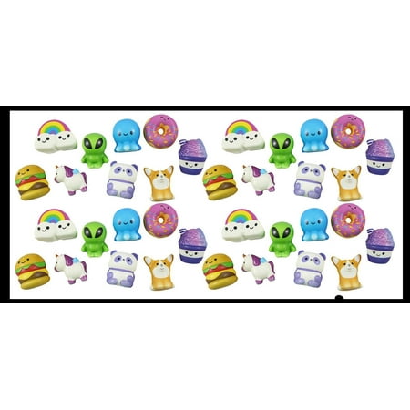 Set of 36 (3 Dozen) Cute Micro Slow Rise Squishy Toys - Mini Animals and Foods - Memory Foam Party Favors, Prizes, OT