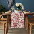 thumbnail image 2 of Red Flower Table Runner - 70 Inch Long, Kitchen Dining Table Runner Dresser Scarves, Farmhouse Pastoral Vintage Ethnic Floral Farmhouse Decor for Coffee Tables Wedding Party Banquet, 2 of 8