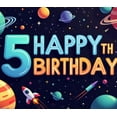 thumbnail image 4 of LUUFILx Space Theme Happy 5th Birthday Party Backdrop Kids Galaxy Decoration Outer Space Rocket Banner Background, 4 of 8