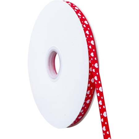 Valentine’s Day Ribbon 100 Yards 3/8 Inches Heart Satin Ribbon for Valentine s Day Craft Gift Wrapping Home Decor Red (Valentine s Day Ribbons 3/8 )