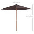 thumbnail image 3 of Outsunny 10' x 8' Round Wooden Patio Umbrella with Bamboo Rib for Outdoor, 3 of 10