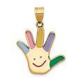thumbnail image 1 of 14k Yellow Gold Autism Happy Face Handprint Necklace Pendant Charm Awarenes, 1 of 6