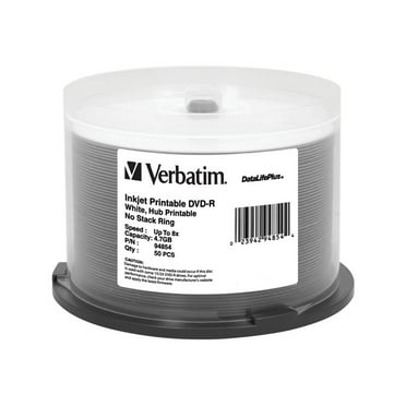 Verbatim 4.7GB 16X DVD-R White Inkjet Printable 50 Packs Spindle DVD ...