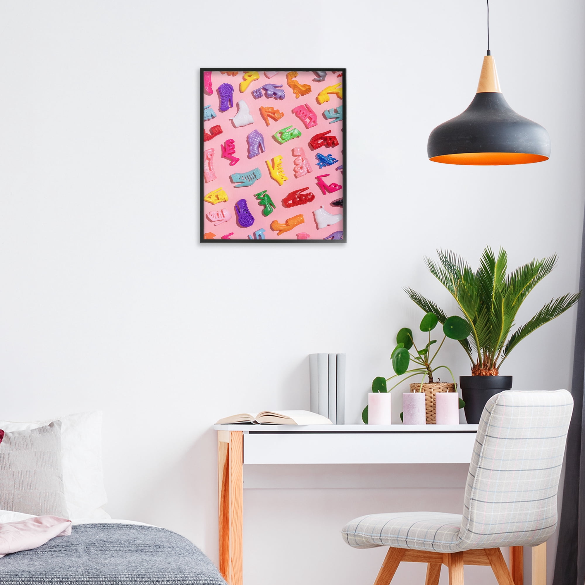 Stupell Industries Tiny Colorful Doll Shoes Black Framed Giclee Art, design by LISH Creative