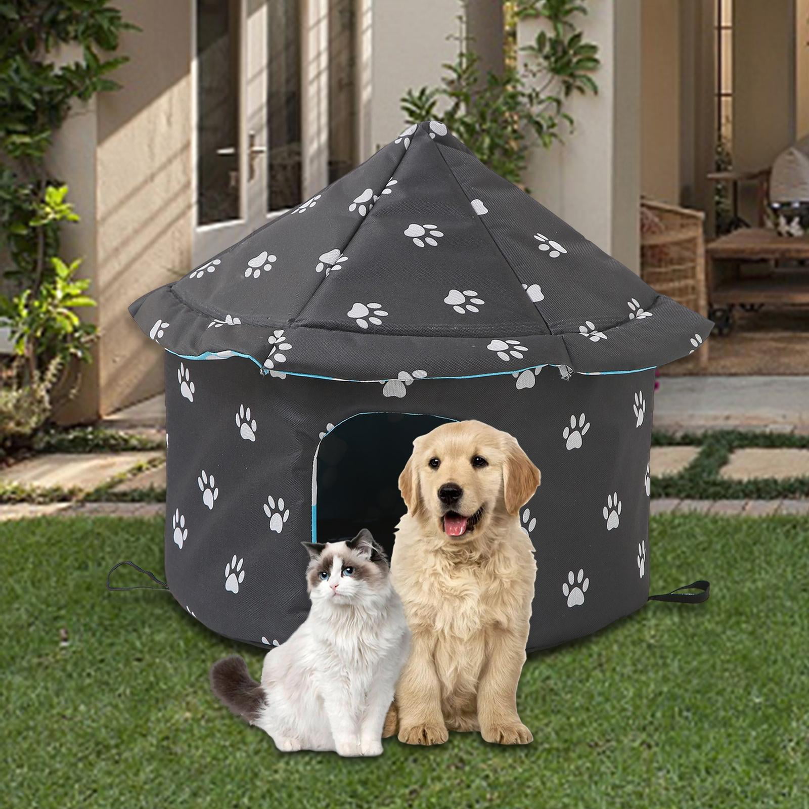 Outdoor Feral Cats Warm House, Waterproof Washable Winter Warm Pet Supplies Furniture Bed Cave Foldable Stray Cats Shelter Pet House Kennel Round l Size black