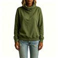 thumbnail image 6 of Tqcoqu Women's Solid Turtleneck Pullover Sweatshirt,Drop Shoulder Long Sleeve Side Pockets Loose Casual Tops For Fall Winter,Army Green Women's S-XXL, 6 of 7