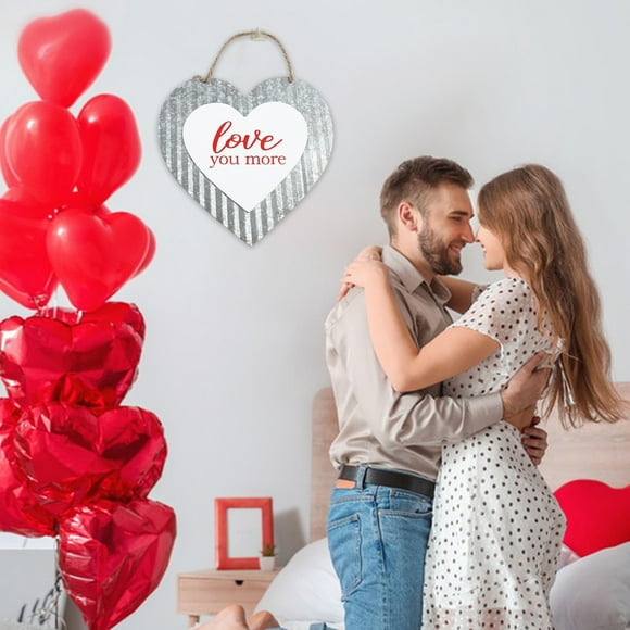 Letrero de amor para San Valentín, letrero para puerta de entrada, letrero de pared, decoración del hogar, diseño de sentimiento circundante, colgante, letrero de puerta de madera en forma de corazón,