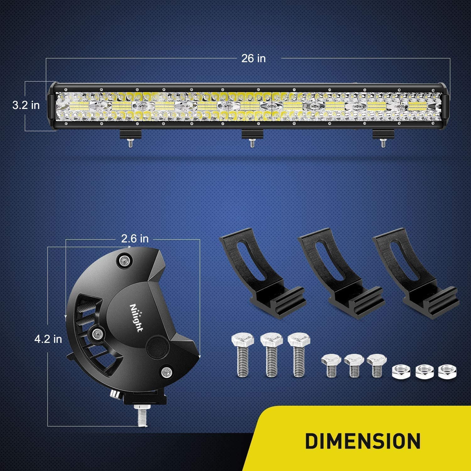 Nilight Led Light Bar 26Inch 540W Triple Row 50000LM Flood Spot Combo Off Road Driving Lights with 14AWG Heavy Duty Wiring Harness for Boat Truck Jeep UTV ATV Car