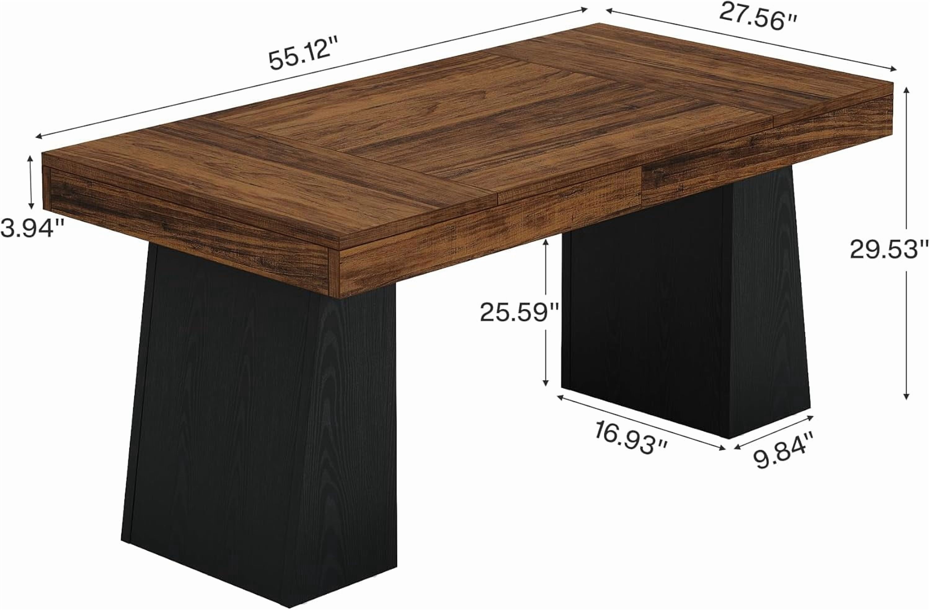 Tribesigns 55“ Dining Table for 4-6, Rectangular Wooden Dining Room Table, Kitchen Dinner Table, Black & Brown