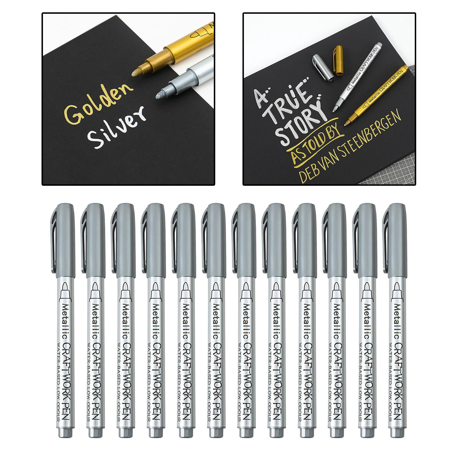 FVDPWYE 12Pcs Paint Pens Set Quick Dry Water based Premium for Mugs Easter Egg Metal Silver