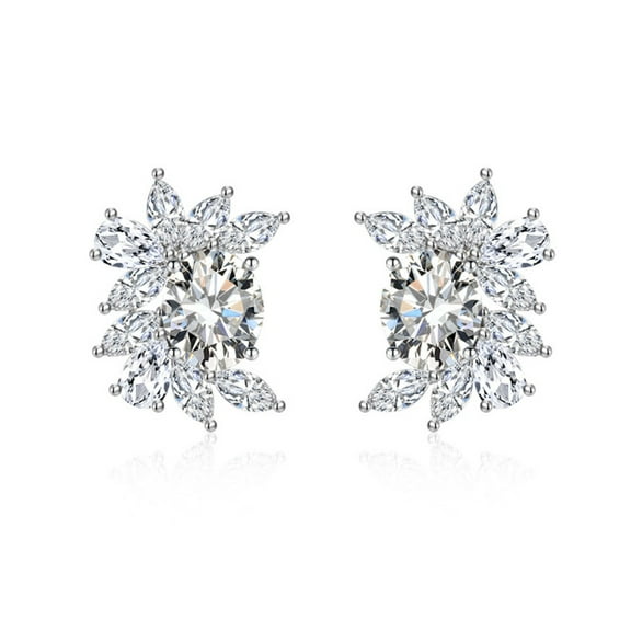 Vireellx Diamond Earrings for Women S925 Silver Needle Colored Treasure Ruby Diamond Stud Earrings Jewelry for Her Birthday Christmas Gift