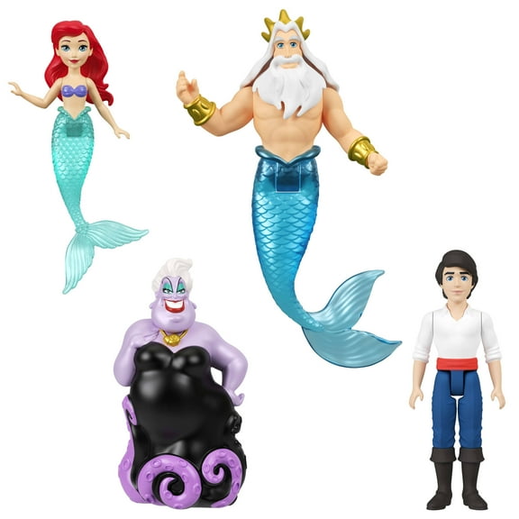 Disney Princess Ariel Character Set with 4 Small Dolls Inspired by The Little Mermaid Movie