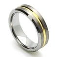 thumbnail image 2 of Men Women Tungsten Carbide Wedding Band Ring 7mm Comfort Fit Beveled Edges Gold Plated Tungsten Ring, 2 of 3