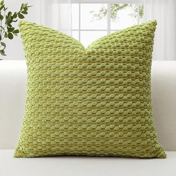 Eryueer Corduroy Soft Cushion Covers 60x60 cm Decorative Throw Pillow Covers with 3D Bubble Texture Cushion Case for Couch Sofa Bedroom Soft Pillowcase for Home Decor (Green)