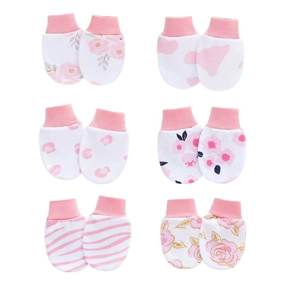 HGIEYS 6 Pairs Baby Mittens No Scratch Mittens Soft Gloves Mittens for 0-6 Months Boys Girls 0-6 Months