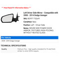 thumbnail image 2 of Left Driver Side Mirror - Compatible with 2008 - 2014 Dodge Avenger 2009 2010 2011 2012 2013, 2 of 2