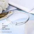 thumbnail image 3 of Pulsera de plata de ley 925 para mujer, brazalete con apertura de diseño de hoja, regalo, accesorios de joyería de moda para mujeres y niñas, 3 of 5