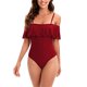 thumbnail image 2 of Gibobby Trajes de Baño Mujer Completos Traje de baño Sexy ajustado con decoración de volantes de encaje de un hombro con tirantes Retro informal de veran(Rojo,CH), 2 of 4