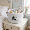 thumbnail image 6 of Foldable Storage Basket, Cloth Fabric Storage Bin with Handles, Soft Organizer for Home Clothing Toys, Collapsible Storage Basket for Shelves, White, 6 of 6