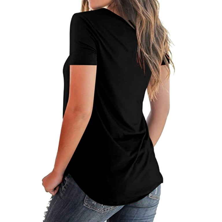 HSMQHJWE Camisetas Para Mujer De Algodon Womens Tech Women Casual Summer V Neck Short Sleeve Printing Tunic Top Comfort Blouse Shirts Tops Dress Shirt