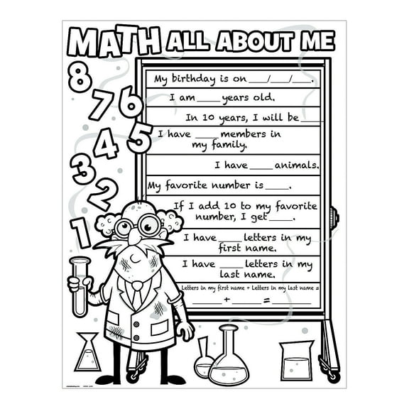 Fun Express Color Your Own Math Poster Craft Kit 30 Pieces