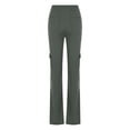 thumbnail image 5 of Lenpel Women's Cargo Pants High Waisted Pull on Ribbed Flare Leggings Bootcut Casual Trousers with Pockets, 5 of 6