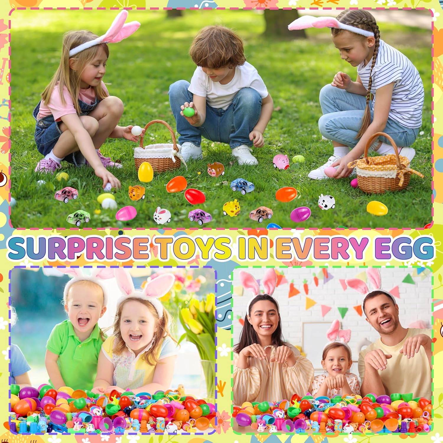 Prefilled Easter Egg Toy Set, 360 Pieces, 120 Plastic Eggs With 240 Mini Toys And Stickers, For Egg Hunt, Easter Basket Stuffers, Party Favors, Multicolor