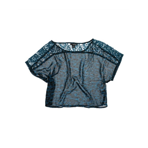 Ecko Unltd. Blouse Courte en Dentelle Imprimée pour Femmes, Chandail, Bleu Marine m