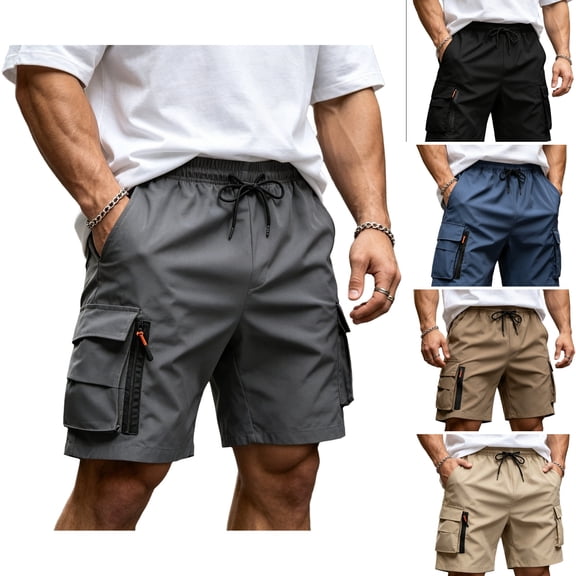 WULMLEO Men's Hiking Cargo Shorts Lightweight 9" Outdoor Work Casual Shorts Travel Fishing Shorts with Pockets Gray L