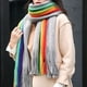 thumbnail image 5 of Minnieouse Manténgase a la moda y acogedor, bufandas gruesas a rayas femeninas, borlas, bufandas cálidas informales, cálidas y acogedoras Accesorios de disfraces, 5 of 6