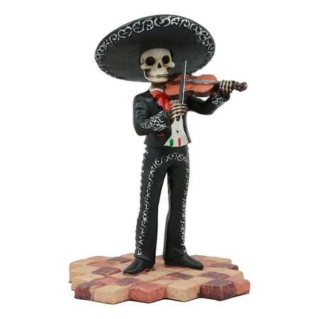 Ebros Day Of The Dead Skeleton Wedding Band Mariachi Violin Player Statue 5.25