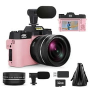 NBD Digital Camera for Photograohy and Video 4K 48MP Vlogging Camera for YouTube with Wide Angle Lens and 16X Digital Zoom Video Camera