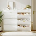 thumbnail image 7 of Wave Shoe Cabinet Slim Entryway Shoe Storage Organizer with 2 Flip Drawers,Slim Fluted Shoe Storage Organizer Fluted Texture Design, and Sturdy Metal Frame for Living Room, Bedroom, or Apartment, 7 of 7