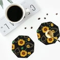 thumbnail image 4 of Pofeuu Flower (2) Print Coasters for Drinks, 4Pack PU Leather Coasters, Bar Drink Coasters for Tabletop Protection, Furniture from Damage-Octagon, 4 of 6