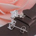 thumbnail image 3 of Pendientes Farfi con circonita cúbica cuadrada transparente en plata de ley 925, elegantes pendientes para mujer, 3 of 5
