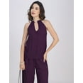 thumbnail image 6 of Moomaya Women's Halter Neck Co-Ord Set | 2-Piece Sleeveless Top & Palazzo Pants | Crinkle Rayon Chic Loungewear With Pockets | Casual Summer Outfit, 6 of 8